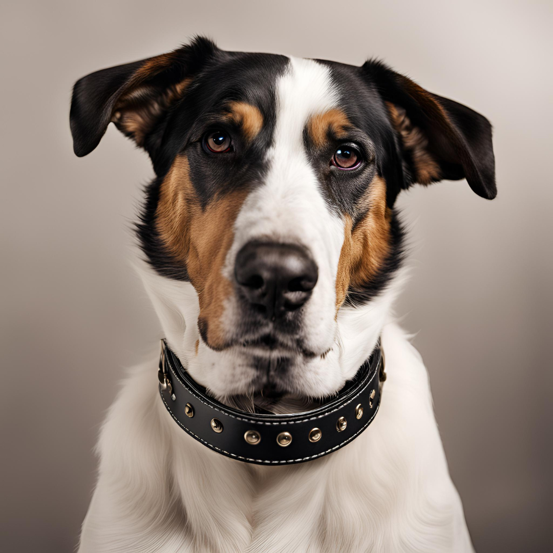 un beau chien blanc et son beau collier