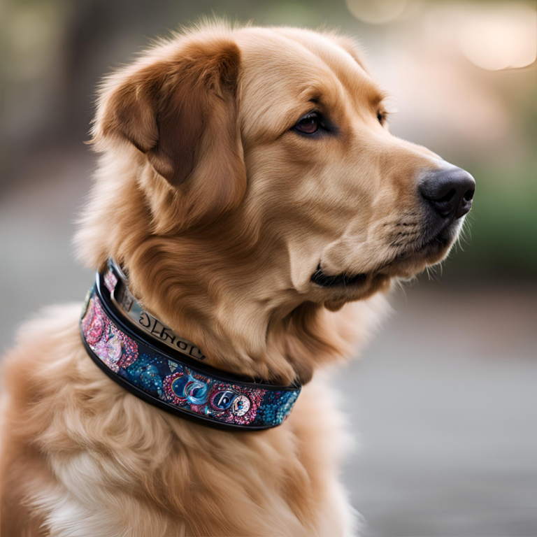 beau chien avec un collier personnalisé à motifs